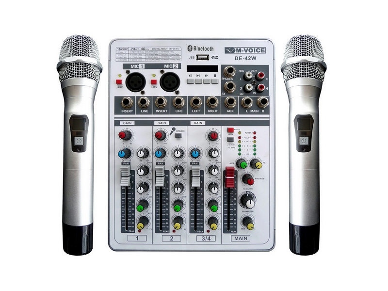 8436_DE42W-с M-Voice DE42W - Микшерный пульт с радио микрофонами MP3 и Bluetooth - imagine 1